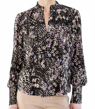 Go By Go Silk Soft Spoken Blouse In Natural Floral In Black