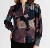 Go By Go Silk Soft Spoken Blouse In Puzzling Ink In Green