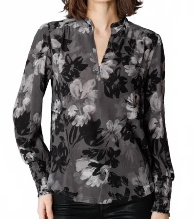 Go By Go Silk Soft Spoken Blouse In Smoke Floral In Black