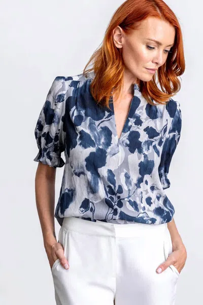 Go By Go Silk Soft Spoken Short Sleeve Blouse In Once In A Blue