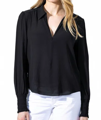 Go By Go Silk Spoken Word Long Sleeve Top In Black