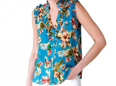 Go By Go Silk Spring Soiree Blouse In Belle Fleur In Blue