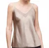 Go By Go Silk Take A Peak Cami In Sand In Burgundy