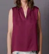 Go By Go Silk Go To Shell Blouse In Currant In Red