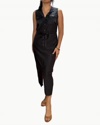 Go By Go Silk Utility Shirtdress In Black