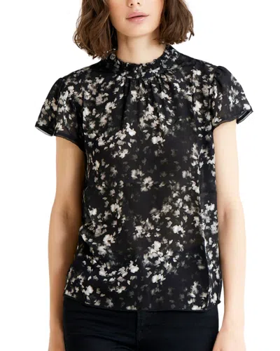 Go By Go Silk Vintage Print Tee In Smudged Black & White In Multi