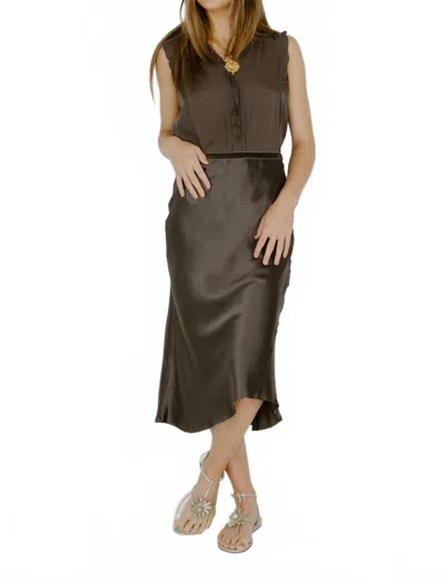 Go By Go Silk Women's Lux Bias Skirt In Charcoal In Brown