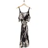 Go Couture Asymmetric Cold Shoulder Maxi Dress In Black