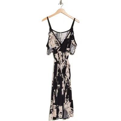 Go Couture Asymmetric Cold Shoulder Maxi Dress In Black