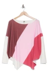 Go Couture Asymmetric Dolman Sleeve Sweater In Pink
