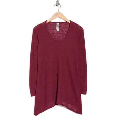 Go Couture Asymmetric Tunic Sweater In Burgundy