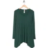 Go Couture Asymmetric Tunic Sweater In Green