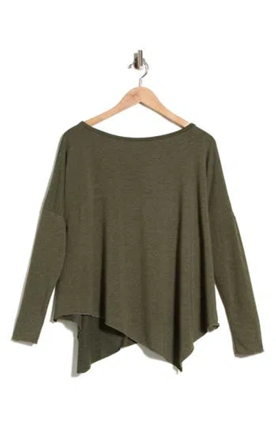Go Couture Asymmetrical Hem Dolman Sweater In Green