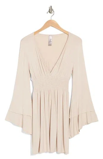 Go Couture Bell Sleeve Dress In Sand
