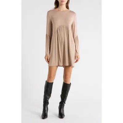 Go Couture Bell Sleeve Swing Dress In Brown