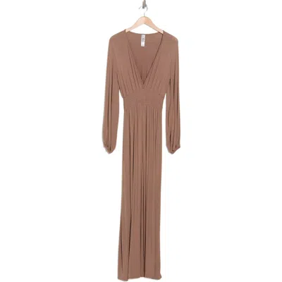 Go Couture Bishop Sleeve Maxi Dress In Mocha