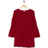 Go Couture Boat Neck Bell Sleeve Minidress In Red