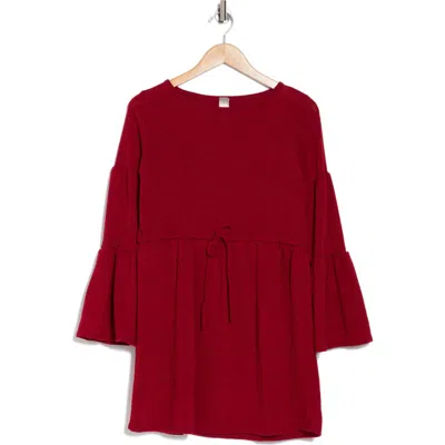 Go Couture Boat Neck Bell Sleeve Minidress In Red