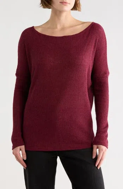 Go Couture Boat Neck Dolman Sleeve Sweater In Burgundy
