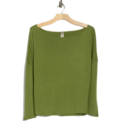 Go Couture Boat Neck Dolman Sleeve Sweater In Green