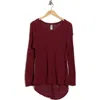 Go Couture Boat Neck High-low Sweater In Burgundy