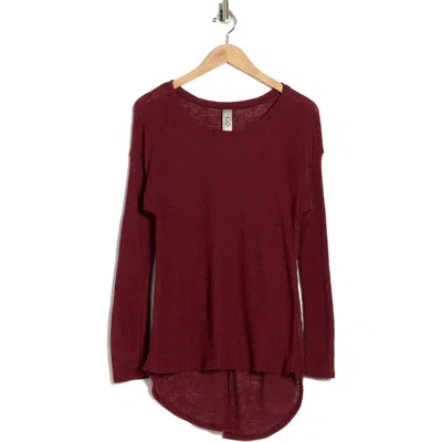 Go Couture Boat Neck High-low Sweater In Burgundy
