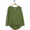 Go Couture Boat Neck High-low Sweater In Green