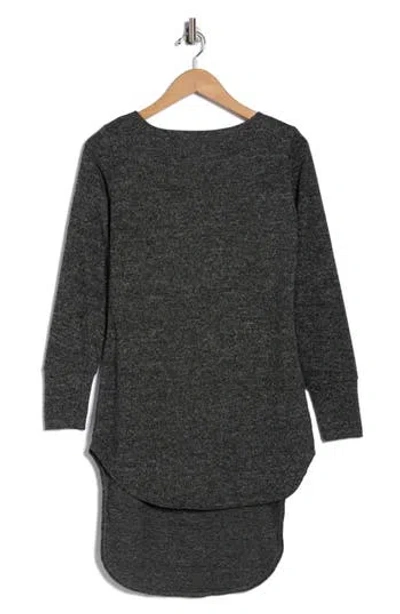 Go Couture Boat Neck High Low Sweater In Gray