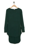 Go Couture Boat Neck High Low Sweater In Green