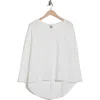 Go Couture Boat Neck High-low Sweater In White