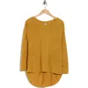 Go Couture Boat Neck High-low Sweater In Yellow