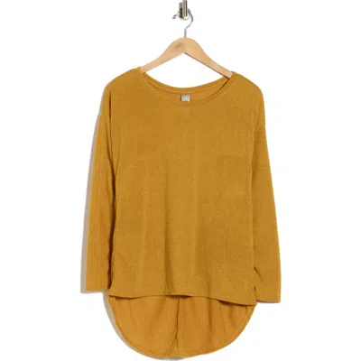 Go Couture Boat Neck High-low Sweater In Yellow
