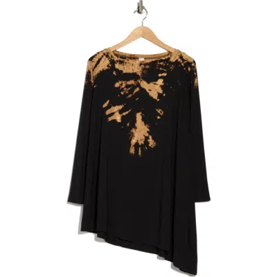 Go Couture Boxy Garment Dyed Tunic Top In Black