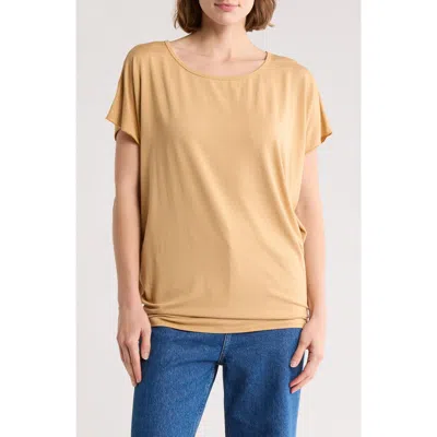 Go Couture Cap Sleeve T-shirt In Brown
