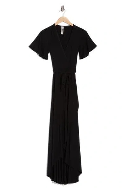 Go Couture Cascade Wrap Maxi Dress In Black