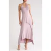 Go Couture Choker Neck Midi Sundress In Purple