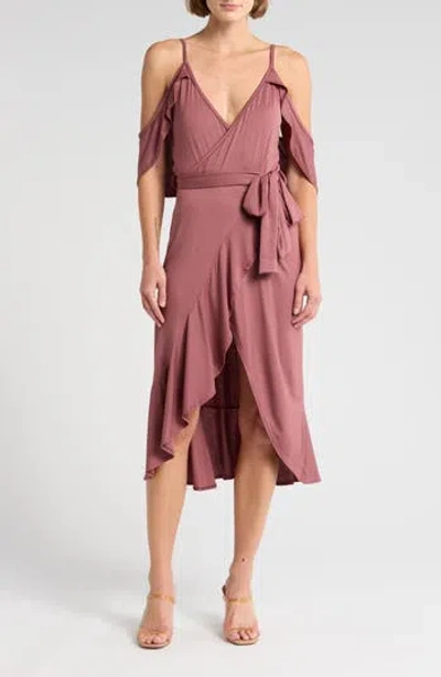 Go Couture Cold-shoulder Wrap Dress