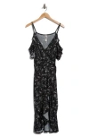 Go Couture Cold Shoulder Wrap Dress In Black