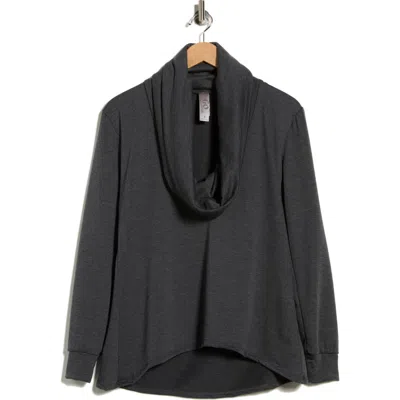 Go Couture Cowl Neck Asymmetric Sweater In Black