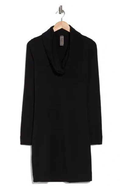Go Couture Cowl Neck Long Sleeve Shift Dress In Black