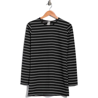Go Couture Crewneck Long Sleeve Tunic Top In Black
