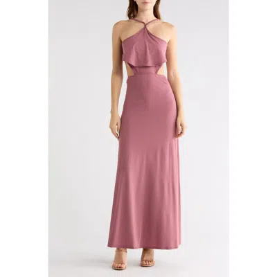 Go Couture Cutout Maxi Halter Dress In Pink