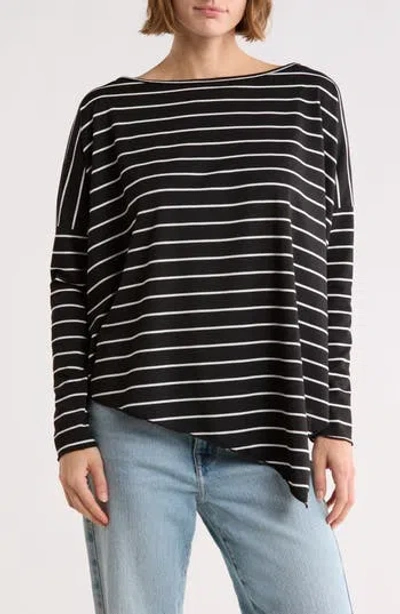 Go Couture Dolman Sleeve Asymmetric Hem Sweater In Black