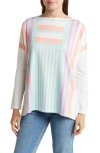 Go Couture Dolman Sleeve Knit Top In Ivory/beetroot Purple