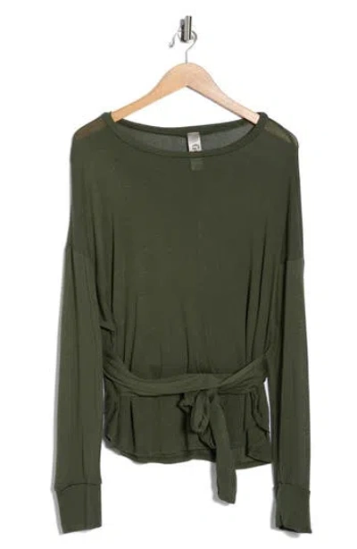 Go Couture Faux Tie Wrap Sweater In Green