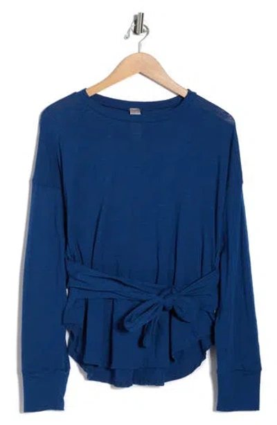 Go Couture Faux Tie Wrap Sweater In Blue