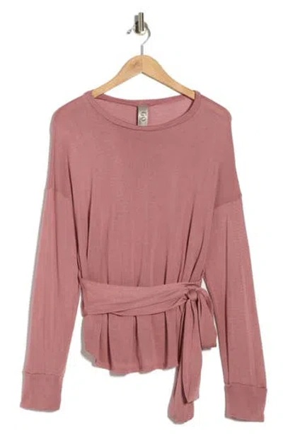 Go Couture Faux Tie Wrap Sweater In Purple