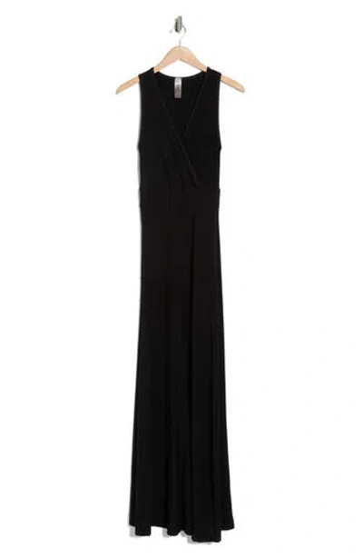 Go Couture Faux Wrap Maxi Dress In Black