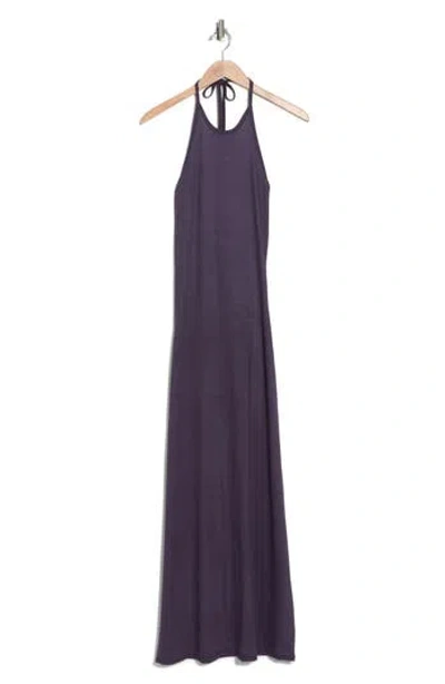Go Couture Fitted Maxi Halter Dress In Blue