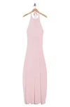 Go Couture Fitted Maxi Halter Dress In Pink
